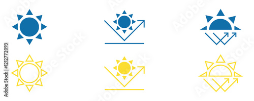 UV protection icon vector set, UV sun protection, UV radiation protection icon set isolated on white background.