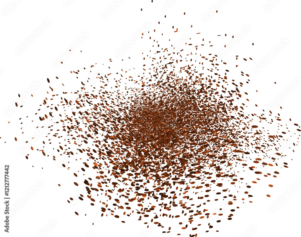 Chocolate and coffee powder, scattered cocoa on a light background. Particles of earth and dust. Brown sand texture.Top view of the cake. Chocolate and coffee powder, scattered cocoa on a light background. Particles of earth and dust. Brown sand texture.Top view of the cake.