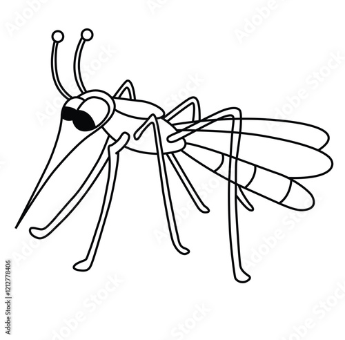 Cute cartoon hand drawn vector Mosquito coloring page.