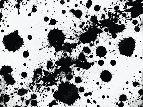 Black and White Ink spatter texture. Black ink splash isolated on white background. Black drop ink splatter. EPS 10. Ink splash texture. Grunge background. Ink splatter. Eps10.