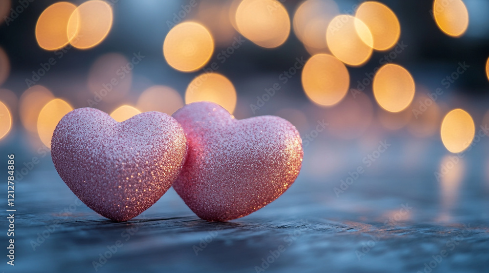 Fototapeta premium A collection of soft pink hearts scattered across a white background, symbolizing love, warmth, and romance for Valentine’s Day.