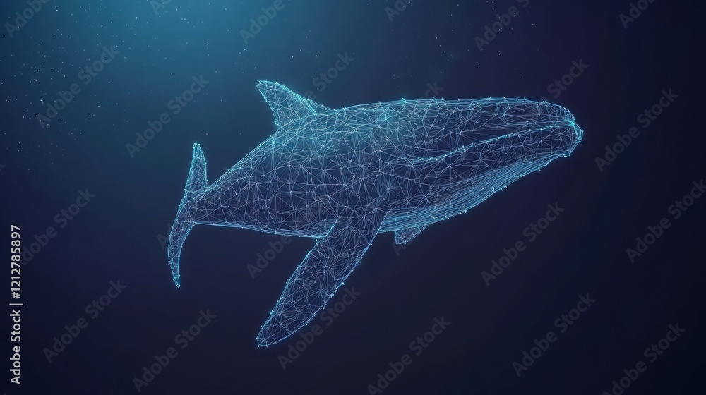 Fototapeta premium Whale swimming in deep blue ocean water with sunlight filtering through the surface