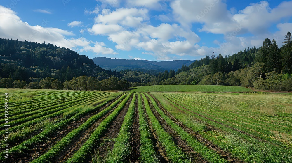 A plantation field using cover crops to reduce soil erosion. A plantation field using cover crops to reduce soil erosion.