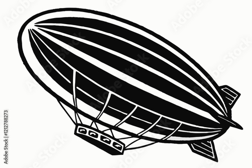 Set of Automobile, Cargo Ship Icon, Space Shuttle, Tram Silhouette, and Blimp Black Silhouette Icon Vector on Solid White Background