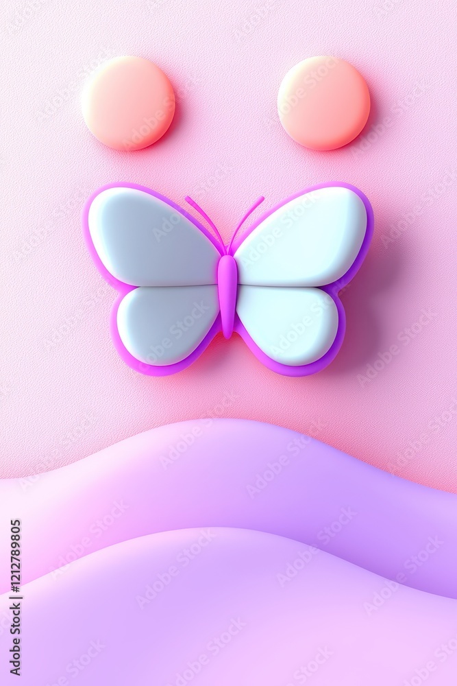 Stylized butterfly design with pastel colors on a smooth abstract background. Stylized butterfly design with pastel colors on a smooth abstract background.
