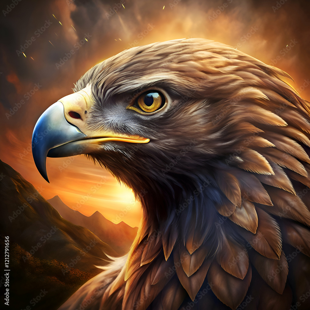 Fototapeta premium Majestic golden eagle at sunset.