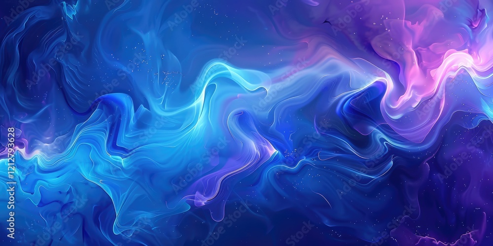 Fototapeta premium Abstract vivid blue purple wave flow express energetic texture. Seamless texture of vividness curve swirling convey sense of harmony and wonderful scene perfect for effect and graphic design. AIG61.