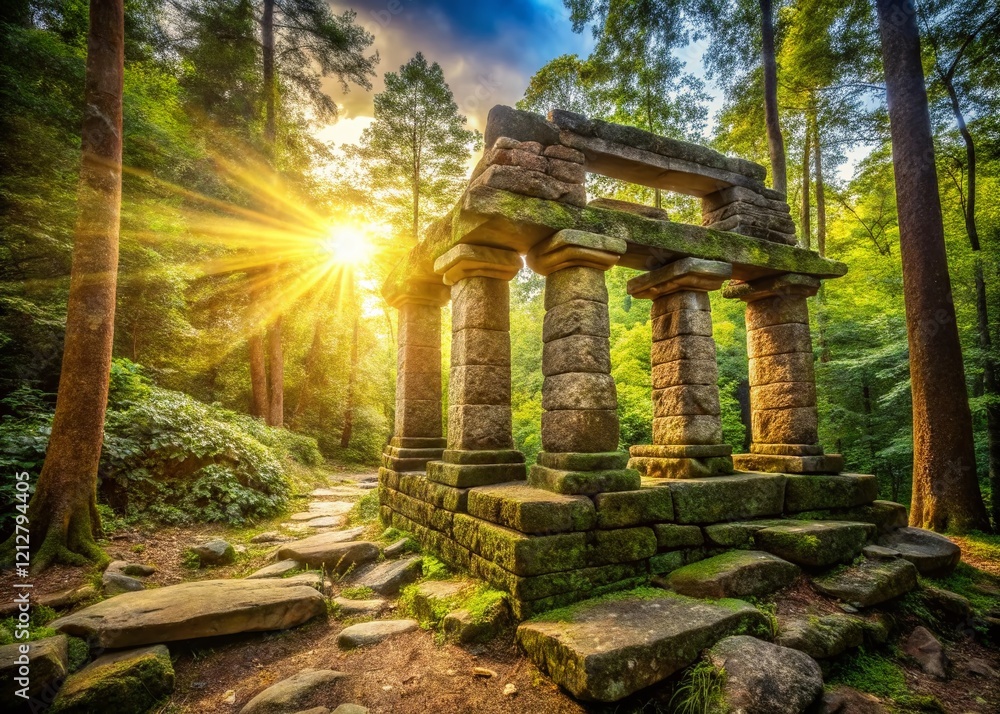 Fototapeta premium Ancient Stone Structure Macro Forest Pillars