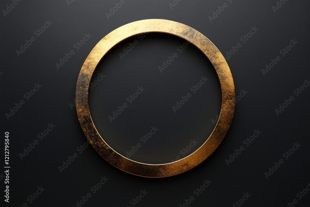 Golden ring on dark background creating a perfect empty circle