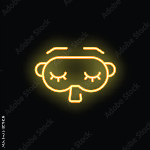 Neon yellow glowing sleeping mask representing sleep and relaxation