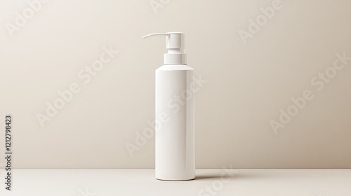 3d mockup White Bottle with Pump on Clean Surface Showcasing Minimalist Design and Modern Aesthetic Appeal