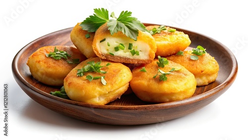 Minimalist Ecuadorian Llapingachos - Cheese Patties on Plate photo