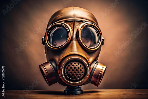 Minimalist Gas Mask, Brown, Plain Background, AI Photo photo