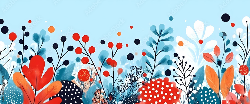Fototapeta premium Floral Blue Sky Design, Website Header