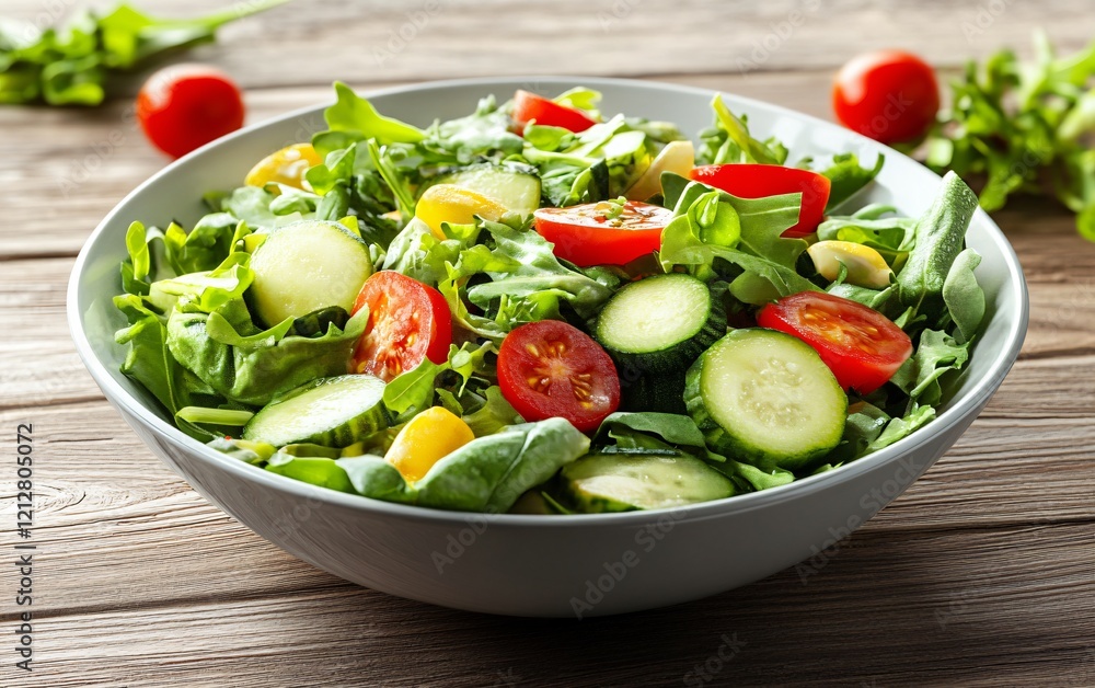 Fresh Green Salad with Cucumber, Tomato, and Arugula Fresh Green Salad with Cucumber, Tomato, and Arugula