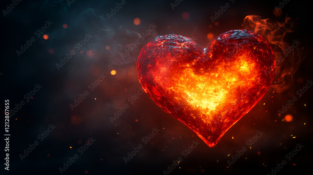 A red heart silhouette glowing softly against a solid background A red heart silhouette glowing softly against a solid background