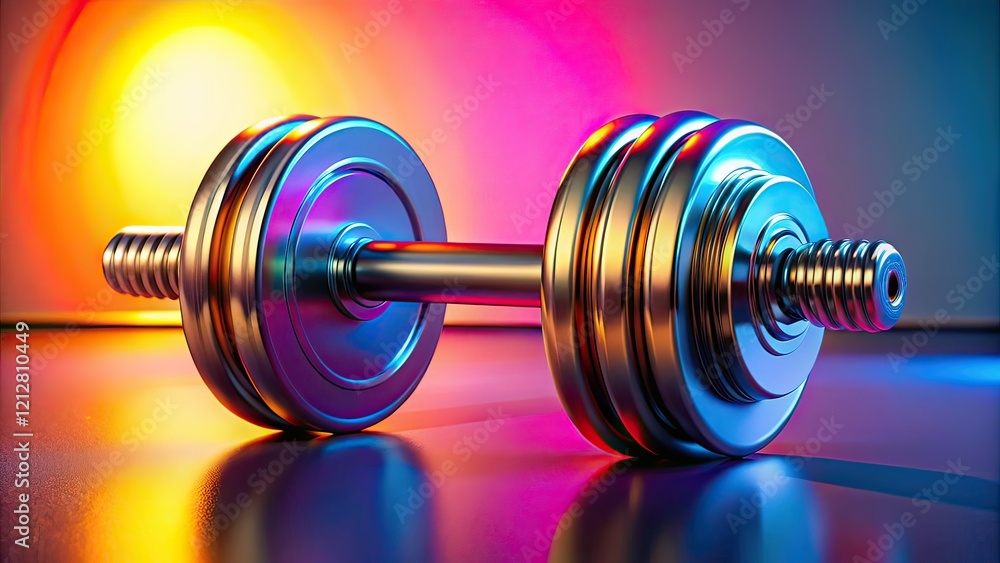 Modern Dumbbell on Gradient Landscape, Abstract Photography, Colorful Surface Modern Dumbbell on Gradient Landscape, Abstract Photography, Colorful Surface
