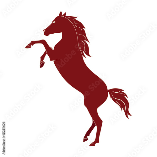 Vector bucking red horse silhouette. New year animal symbol. Chinese zodiac horse symbol. Horse character