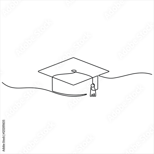 Toga hat education single line continuous line art outline design vector illustration