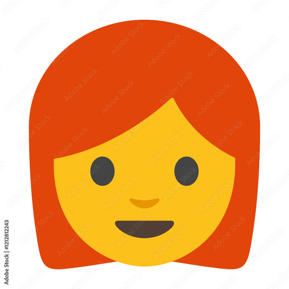 Fototapeta premium Cartoon Illustration of a Person with Orange Hair and Yellow Face Isolated on White Background, Clipart