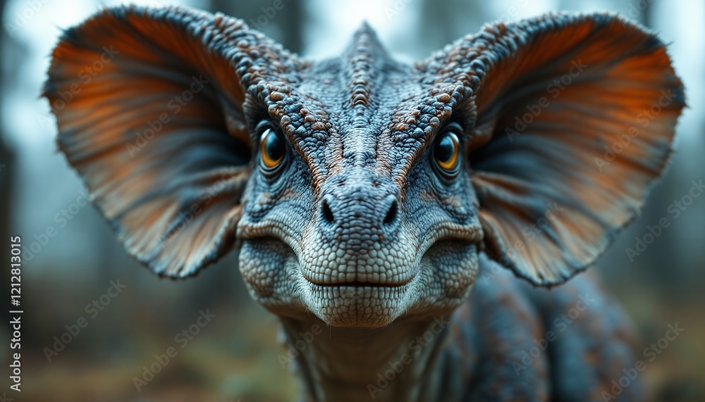 Fototapeta premium Close-up of a Majestic Dinosaur in a Forest Setting