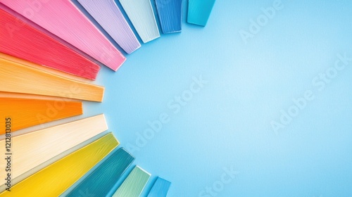 Wallpaper Mural Colorful wooden blocks arranged in a circle on blue background; design template Torontodigital.ca