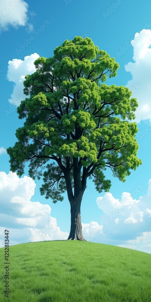 Obraz premium A majestic tree stands tall, its branches stretching towards the sky