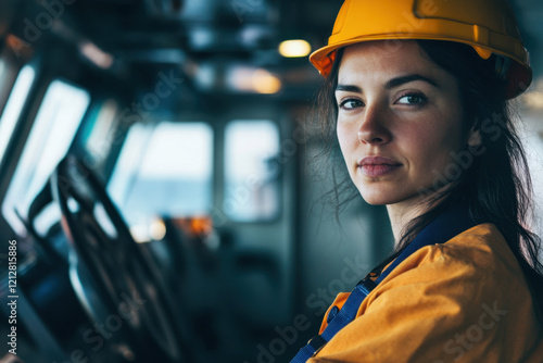 Woman Worker on Ship at Sea