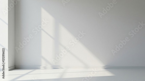 Empty Room Corner with Sunlight Streaming Through Window Illuminating a Blank Wall  Ideal for Interior Design or Product Placement