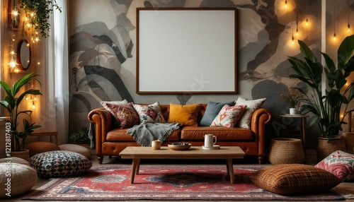 Cozy Living Room with Blank Canvas for Customization