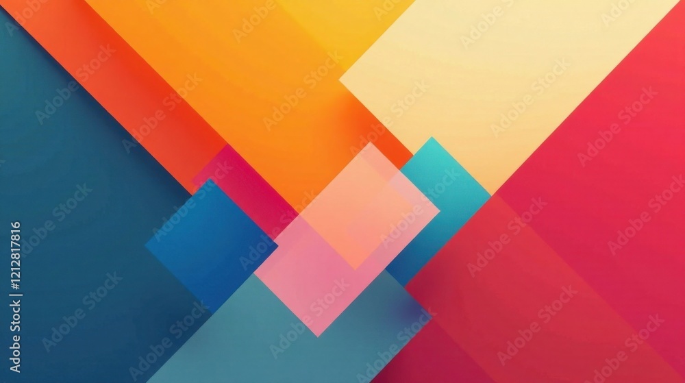Fototapeta premium Abstract Geometric Design Featuring Vibrant Hues and Overlapping Shapes for Modern Presentations