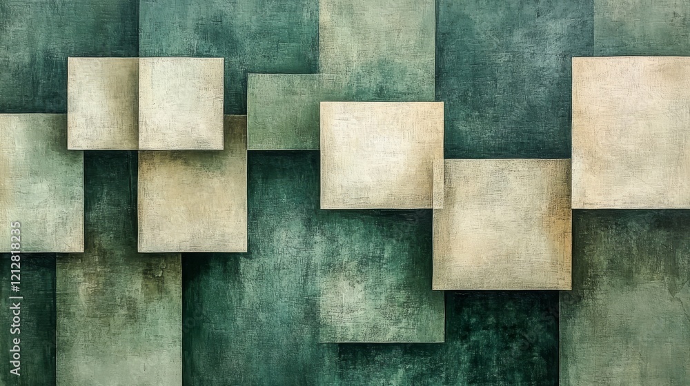 Abstract Green and Beige Square Art Piece Abstract Green and Beige Square Art Piece