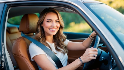 woman driving a car
