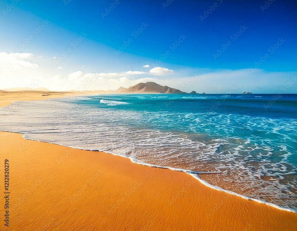 Fototapeta premium 青空と海と砂浜の風景