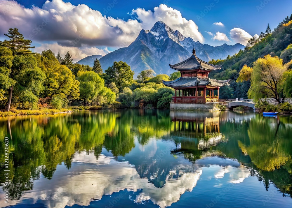Panoramic Black Dragon Pool Lijiang China - Stunning Scenery Panoramic Black Dragon Pool Lijiang China - Stunning Scenery