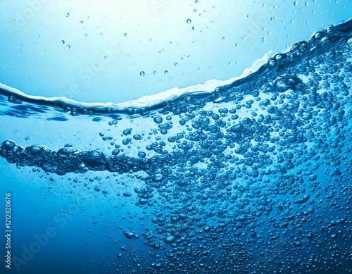 細かい泡が入った透明な水の中の様子