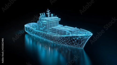 Mysterious bluelit ship sails across dark ocean, a maritime adventure bluelit photo