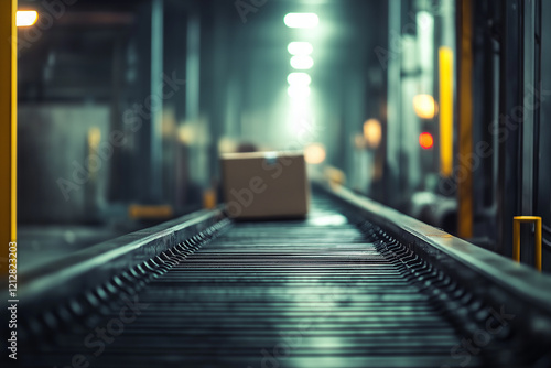 Wallpaper Mural Close-up of multiple cardboard box packages on conveyor belt Torontodigital.ca