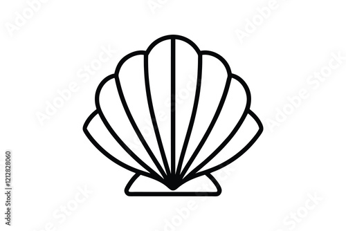 seashell silhouette, Illustration of a seashell on a black background, marine design  