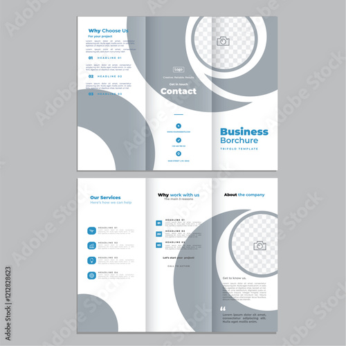 Minimal grey trifold brochure template concept