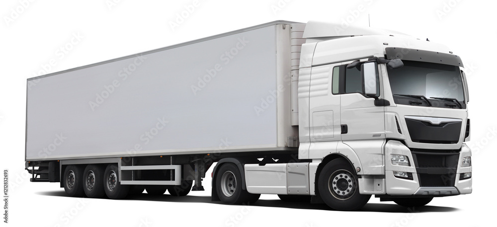 Εκτύπωση καμβά A modern European truck with a cab and semi-trailer in full white