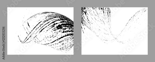 Strokes of black paint on a white background. Set of two templates. Graffiti element. Design template for the design of banners, posters, booklets, covers, magazines. EPS 10