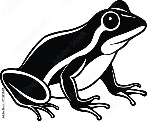 Frog isolated vector, Frog silhouette vector art, Frog line art vector illustration design