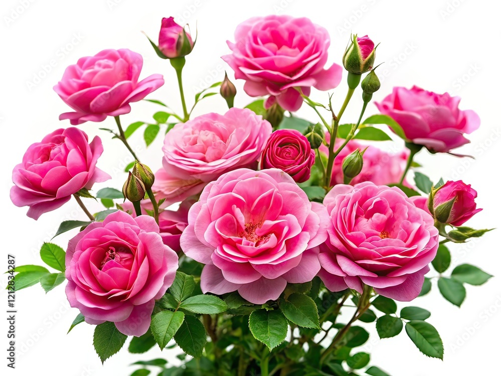 Pink Rose Bush Blooming Minimalist AI Photography Pink Rose Bush Blooming Minimalist AI Photography