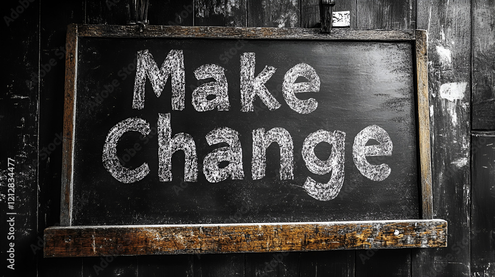 Obraz premium A seamless black board with Make Change in bold words