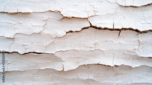 Cracked white paint texture on wood surface. Background shows weathered wood.  Use Design texture