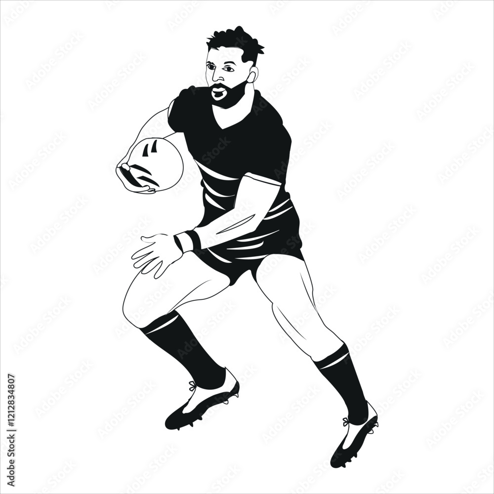 Naklejka premium Art & IllustrationRugby player running with ball