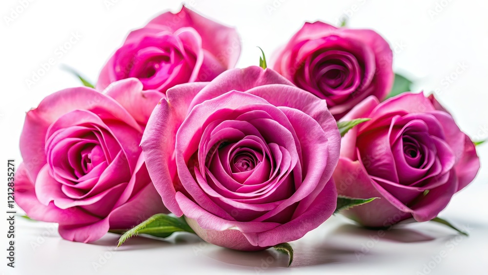 Pink Roses, High Depth of Field, White Background, Floral Still Life, Close Up Pink Roses, High Depth of Field, White Background, Floral Still Life, Close Up