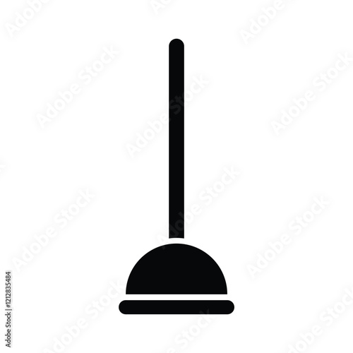 Simple toilet plunger icon vector isolated on white background in silhouette style. Bathroom accessories. Icons for web design, tag, label.