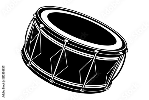 Drum Isolated on White Background - Percussion Instrument Close-Up